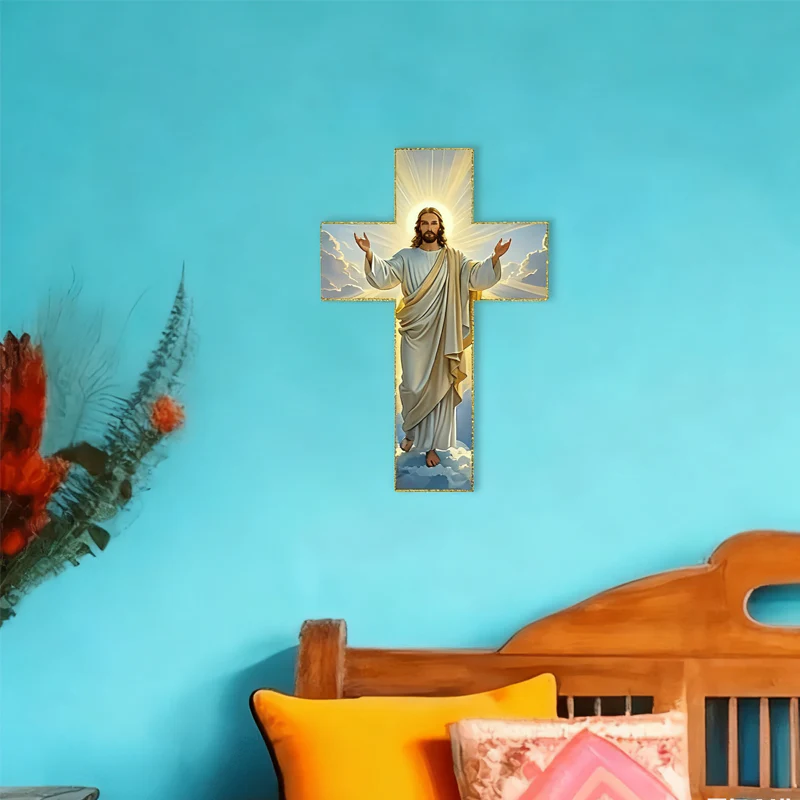 📢📢60% DE RÉDUCTION ! ✨🔥Décoration murale rétro avec croix représentant Jésus-Christ - Image 6