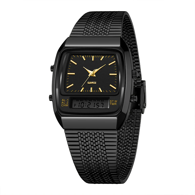 đ„60% de rĂ©duction ! Montre RĂ©tro CarrĂ©e Multifonction â Double Affichage & ĂlĂ©gance Intemporelle âïž - Image 12