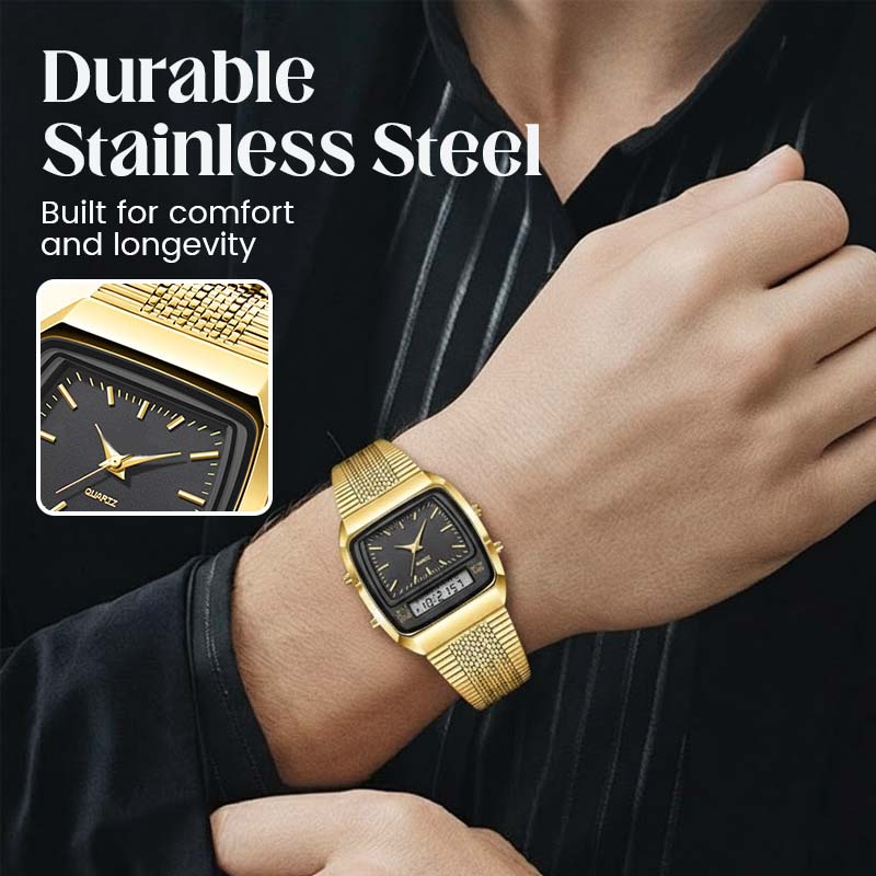đ„60% de rĂ©duction ! Montre RĂ©tro CarrĂ©e Multifonction â Double Affichage & ĂlĂ©gance Intemporelle âïž - Image 5