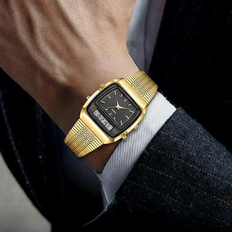 đ„60% de rĂ©duction ! Montre RĂ©tro CarrĂ©e Multifonction â Double Affichage & ĂlĂ©gance Intemporelle âïž - Image 6