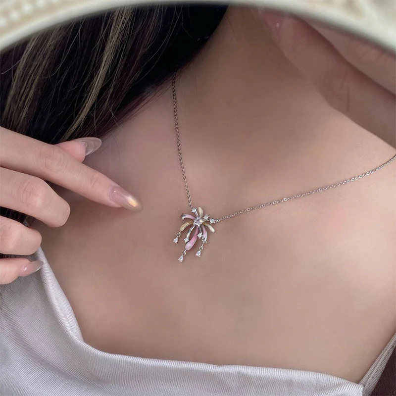 Romantic Colorful Zircon Firework Necklace - Image 3