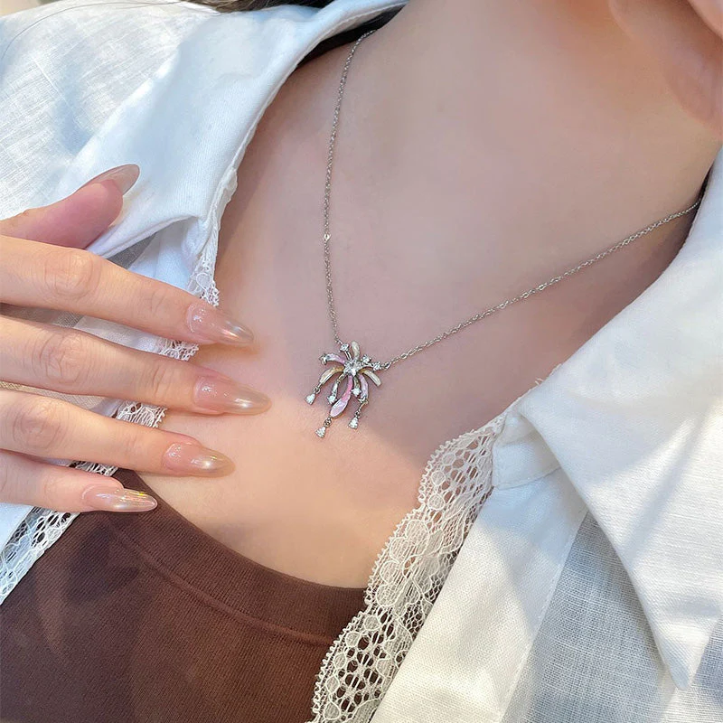 Romantic Colorful Zircon Firework Necklace - Image 4