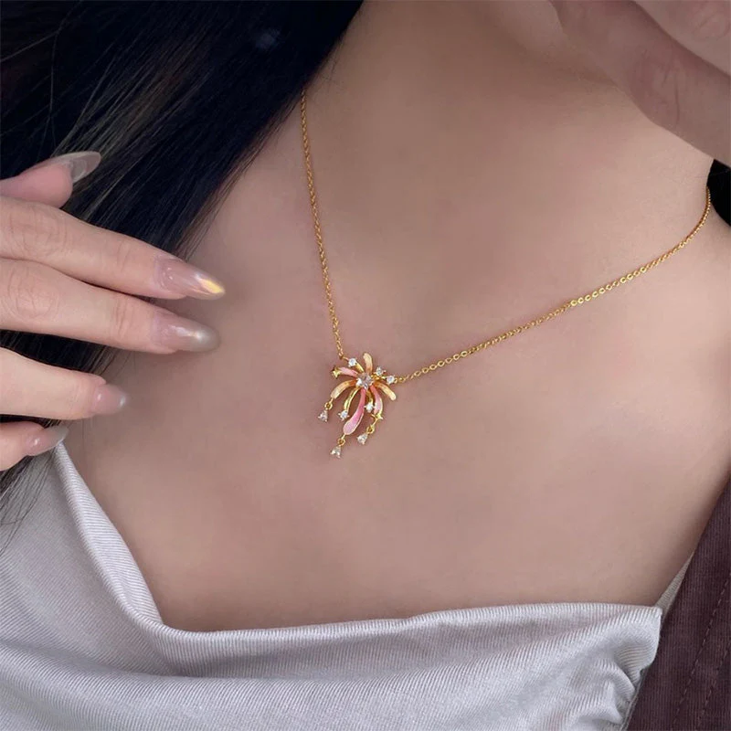 Romantic Colorful Zircon Firework Necklace - Image 9
