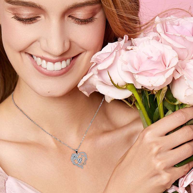 📢📢70 % DE RÉDUCTION !! ⏰Collier pendentif « Mom » avec cœur en rose - Image 3