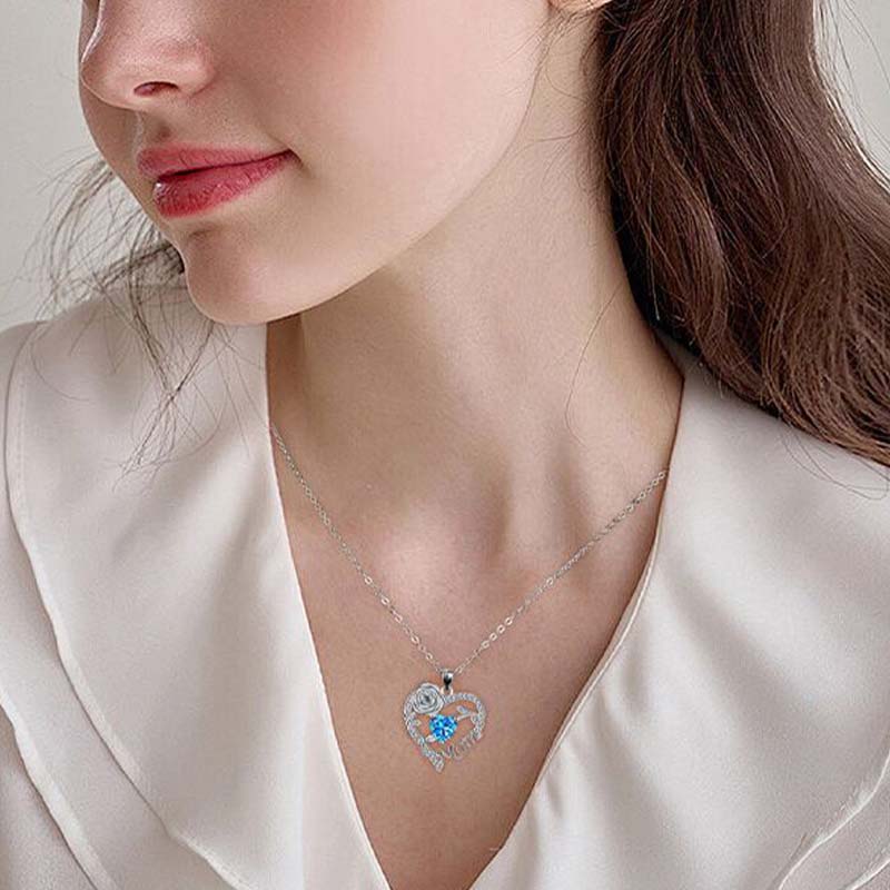📢📢70 % DE RÉDUCTION !! ⏰Collier pendentif « Mom » avec cœur en rose - Image 4
