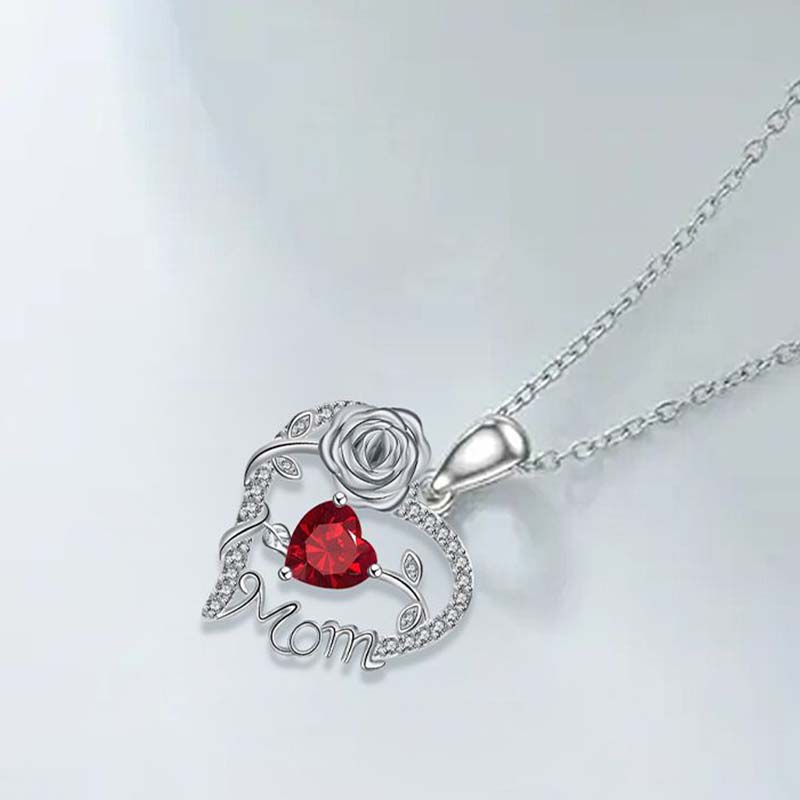 📢📢70 % DE RÉDUCTION !! ⏰Collier pendentif « Mom » avec cœur en rose - Image 5