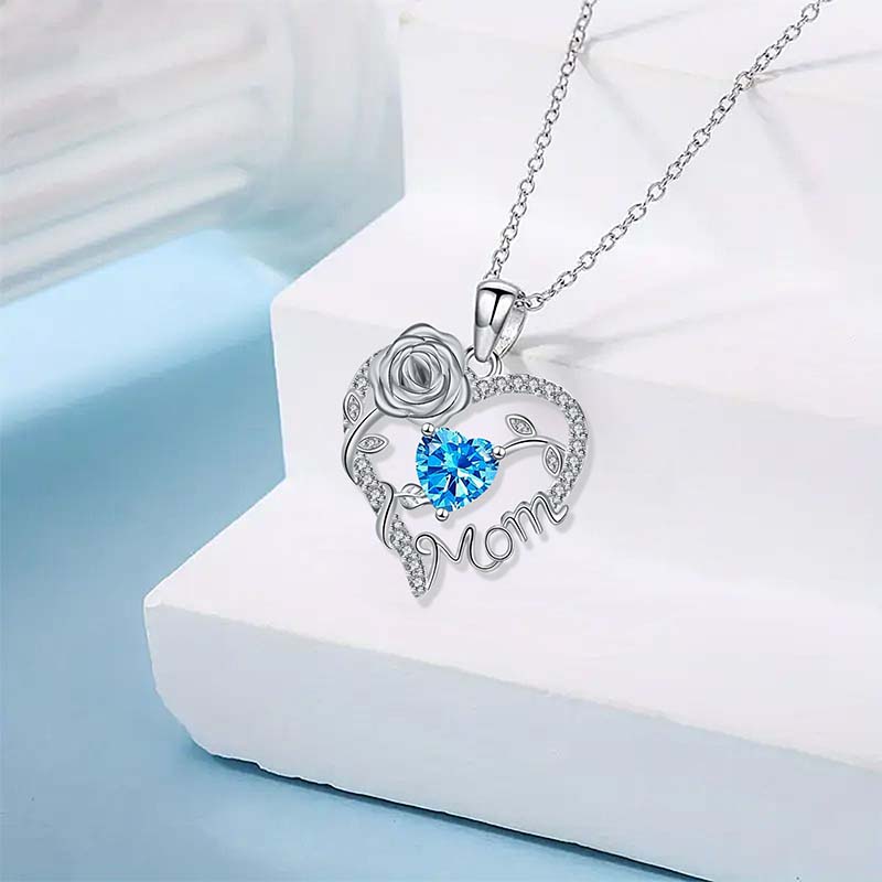 📢📢70 % DE RÉDUCTION !! ⏰Collier pendentif « Mom » avec cœur en rose - Image 6