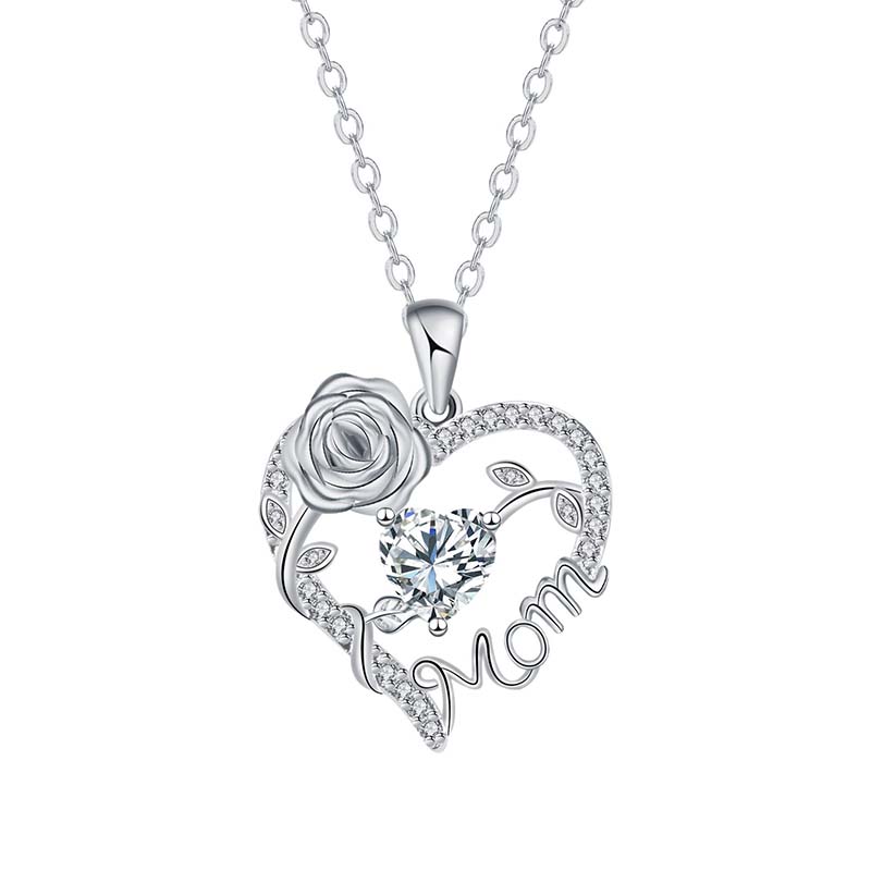 📢📢70 % DE RÉDUCTION !! ⏰Collier pendentif « Mom » avec cœur en rose - Image 7