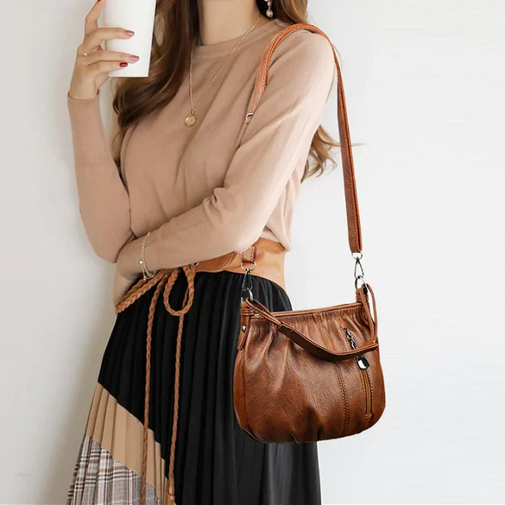 đąđą60 % de rĂ©duction !! â° Sac Ă main cube en cuir souple plissĂ© â Minimaliste, Ă©lĂ©gant & facile dâentretien đđ - Image 5