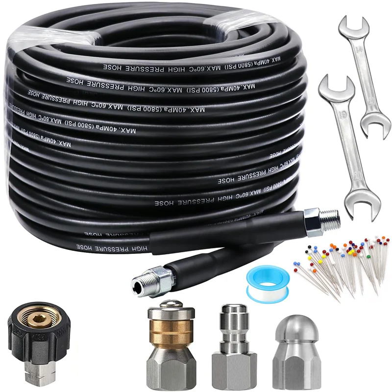 💦 60% DE RÉDUCTION ! 🚿 Kit de Nettoyage Haute Pression 5800 PSI pour Égouts - Buse Rotative et Flexible Renforcé pour Déboucher les Canalisations 🛠️✨
