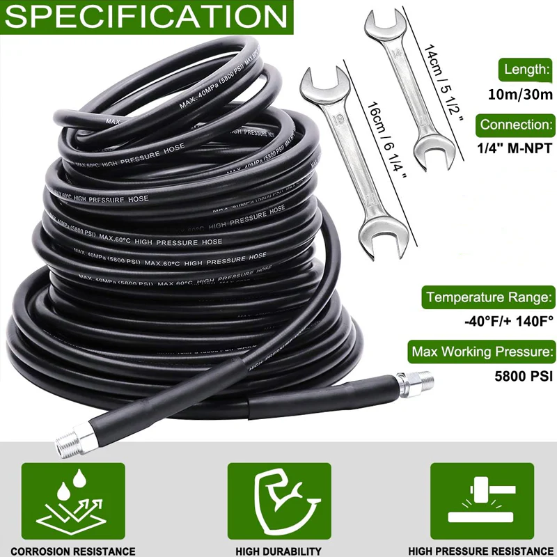 💦 60% DE RÉDUCTION ! 🚿 Kit de Nettoyage Haute Pression 5800 PSI pour Égouts - Buse Rotative et Flexible Renforcé pour Déboucher les Canalisations 🛠️✨ - Image 6