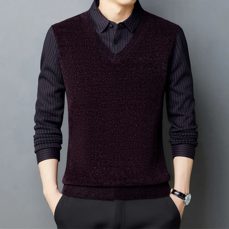 Joli cadeau ! Chemise et pull en fausse fourrure pour homme, ensemble 2 pièces - Image 10