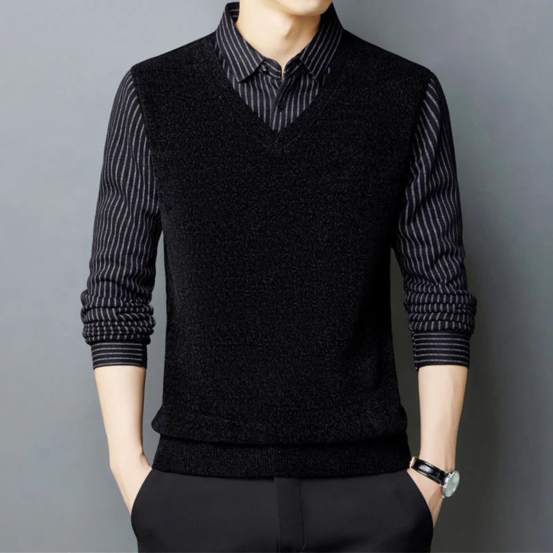 Joli cadeau ! Chemise et pull en fausse fourrure pour homme, ensemble 2 pièces - Image 11
