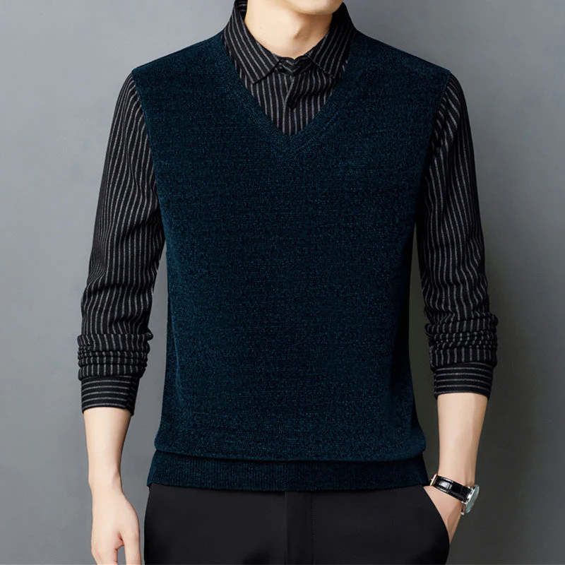 Joli cadeau ! Chemise et pull en fausse fourrure pour homme, ensemble 2 pièces - Image 13
