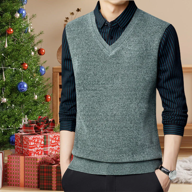 Joli cadeau ! Chemise et pull en fausse fourrure pour homme, ensemble 2 pièces - Image 8