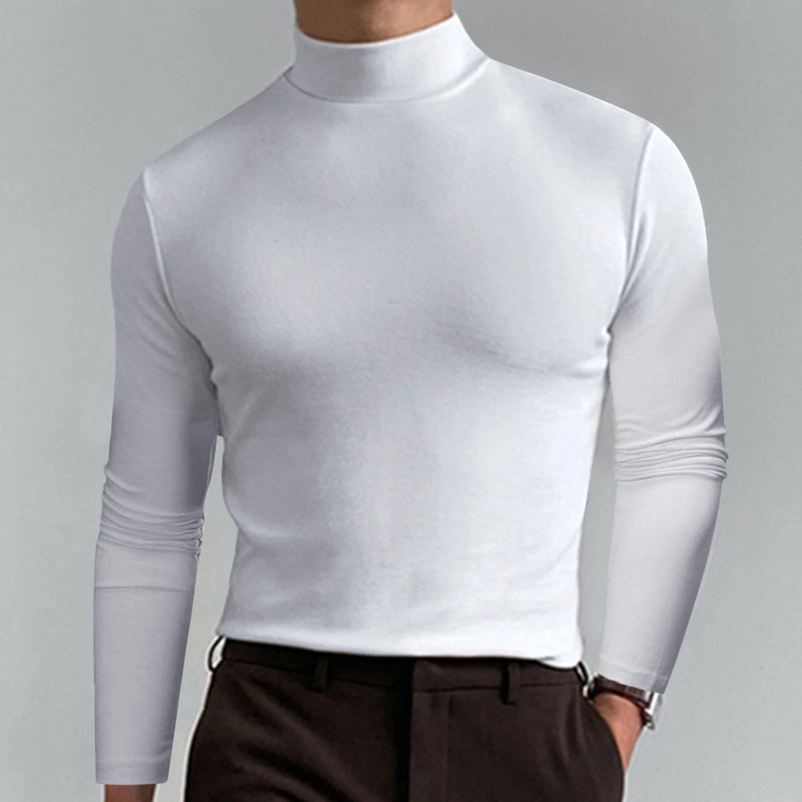 📢📢60 % de réduction!!!📍T-shirt à col montant et manches longues pour homme - Image 2