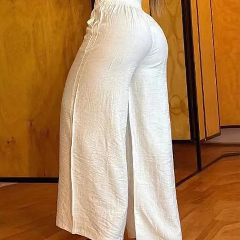 đąđą49 % de rĂ©duction !! â°Pantalon taille haute Ă jambes larges pour femme avec ceinture dĂ©corative - Image 6