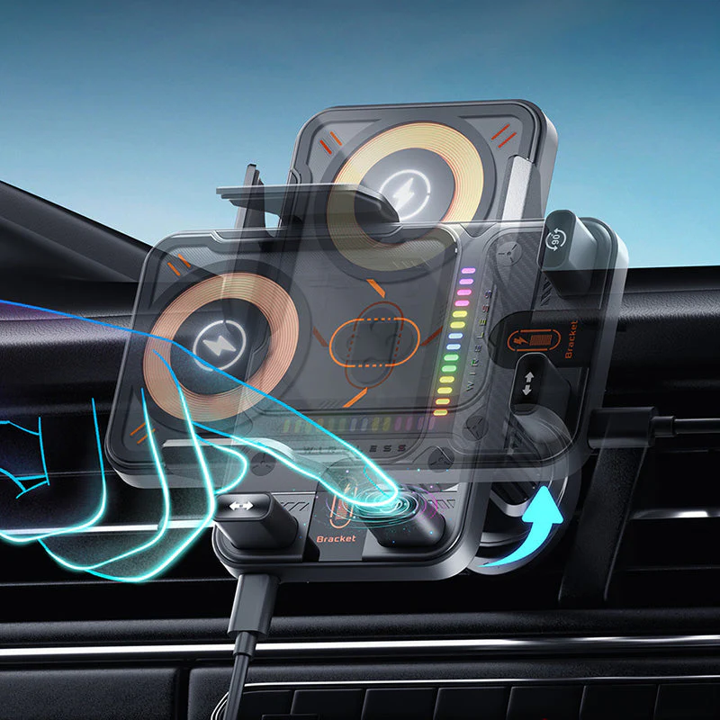 đąđą50 % de rĂ©duction !! â°Support de tĂ©lĂ©phone de voiture intelligent 2 en 1 avec fonction pivotante et chargeur sans fil - Image 3