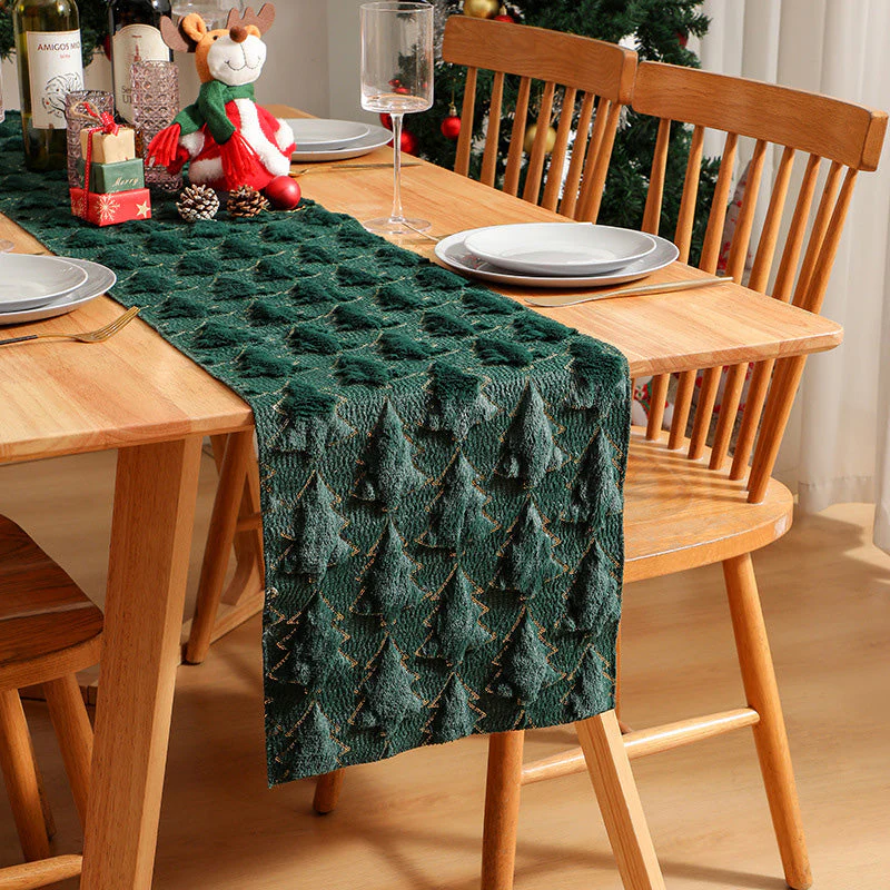 📢📢50% DE RÉDUCTION !!! 🎅Chemin de table en peluche douce en forme d'arbre de Noël