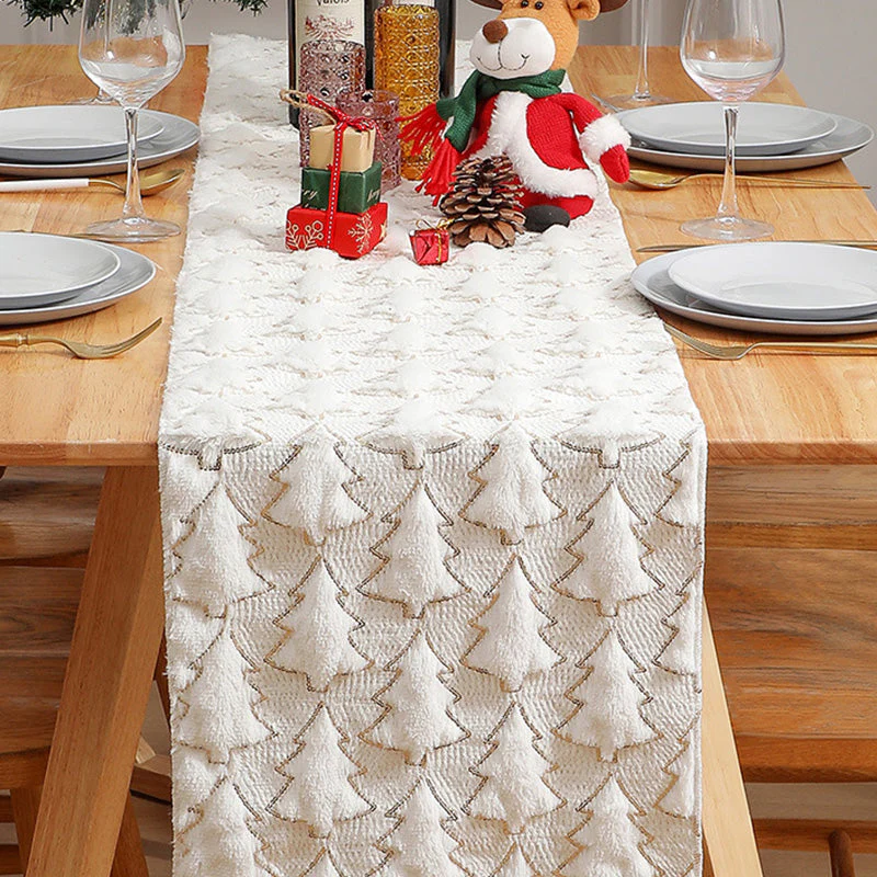 📢📢50% DE RÉDUCTION !!! 🎅Chemin de table en peluche douce en forme d'arbre de Noël - Image 4