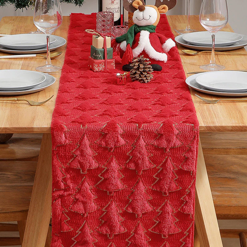 📢📢50% DE RÉDUCTION !!! 🎅Chemin de table en peluche douce en forme d'arbre de Noël - Image 6