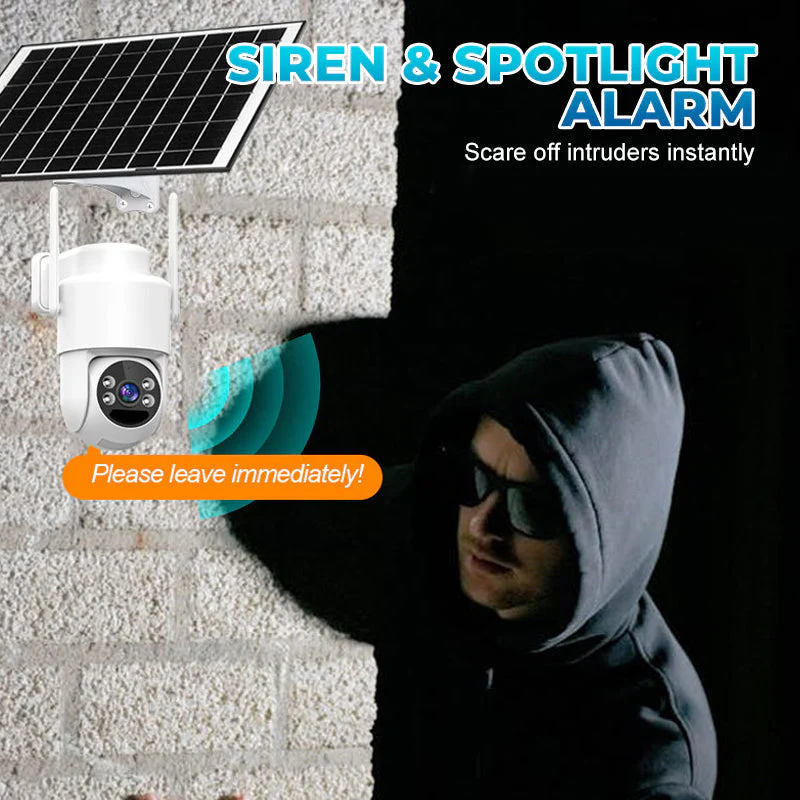 Caméra de sécurité sans fil à énergie solaire avec alarme - Image 6