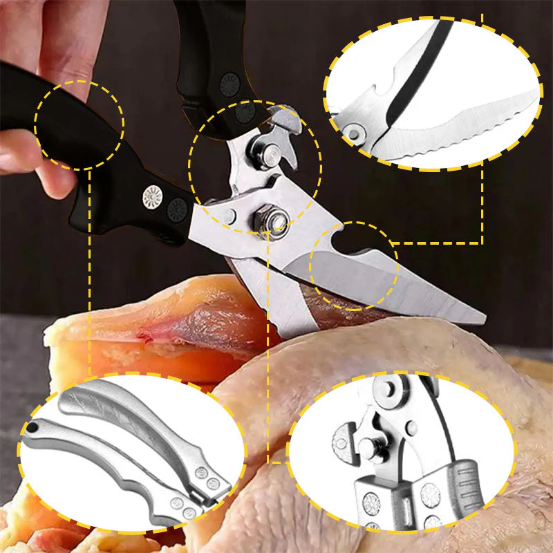 Ciseaux de cuisine multifonctionnels sûrs en acier inoxydable - Image 3