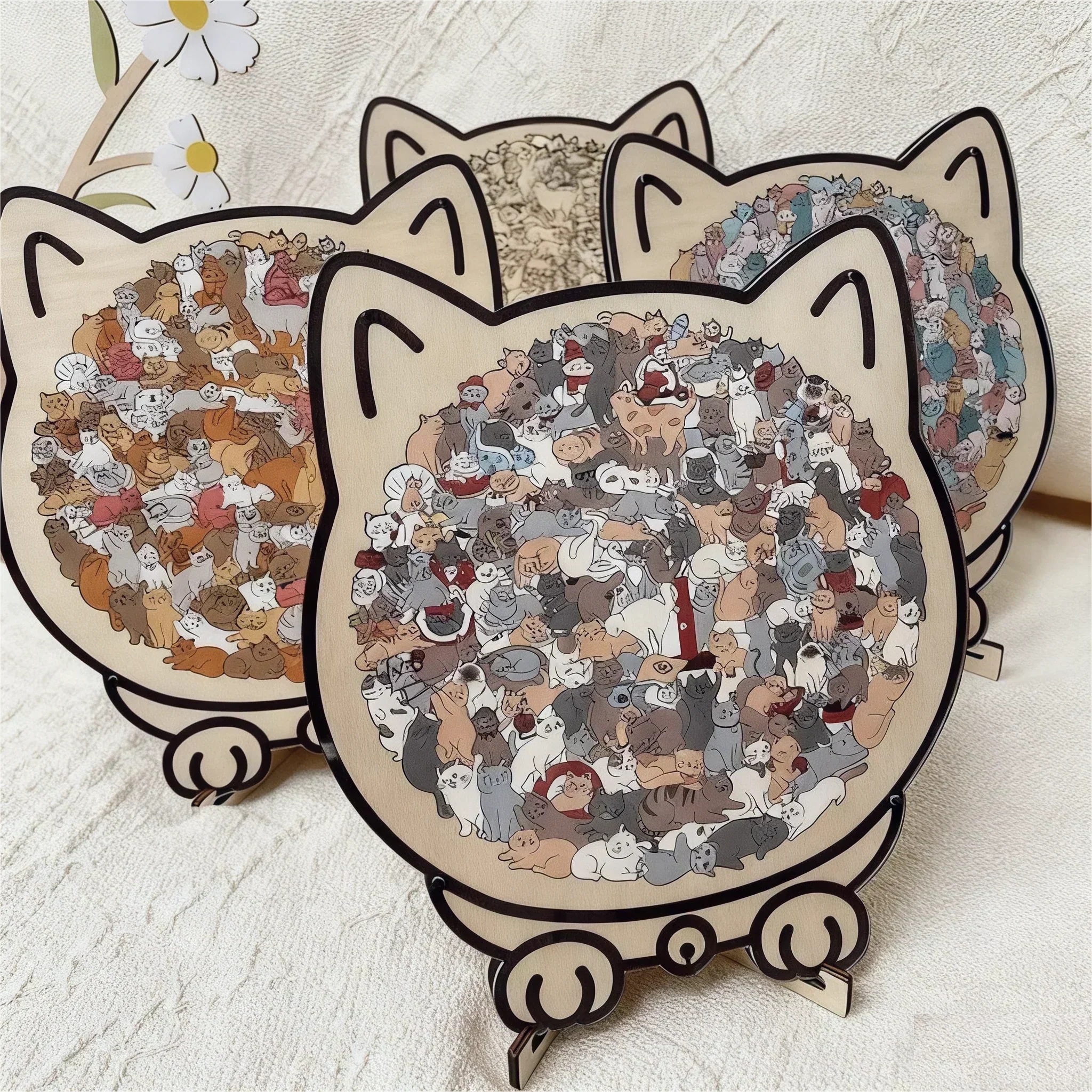 🎅Soldes de Noël 55 % de réduction🐱Puzzle en bois représentant un chat aux couleurs Morandi, 135 pièces🎁 - Image 10