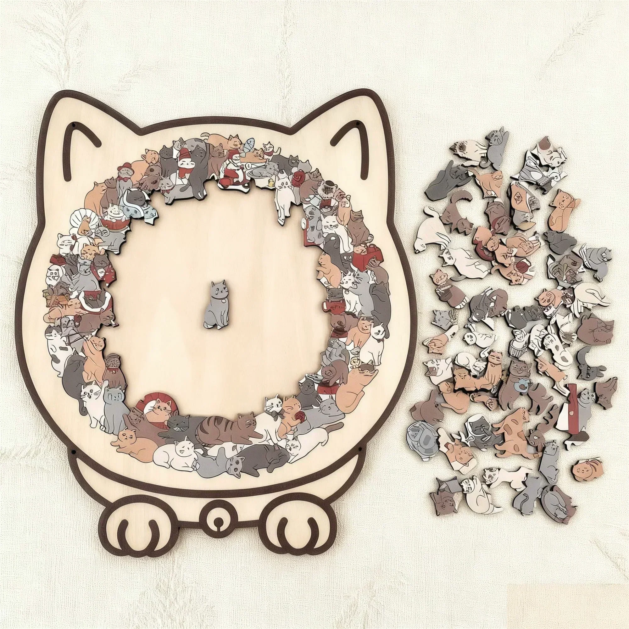 🎅Soldes de Noël 55 % de réduction🐱Puzzle en bois représentant un chat aux couleurs Morandi, 135 pièces🎁 - Image 11