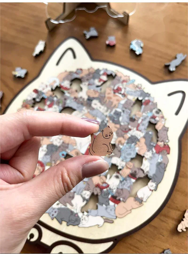🎅Soldes de Noël 55 % de réduction🐱Puzzle en bois représentant un chat aux couleurs Morandi, 135 pièces🎁 - Image 2