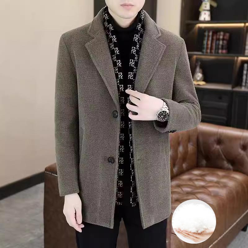 Veste d'Hiver Stylée en Tweed pour Hommes avec Col à Revers et Encoche et Doublure en Duvet de Canard Blanc - Image 2