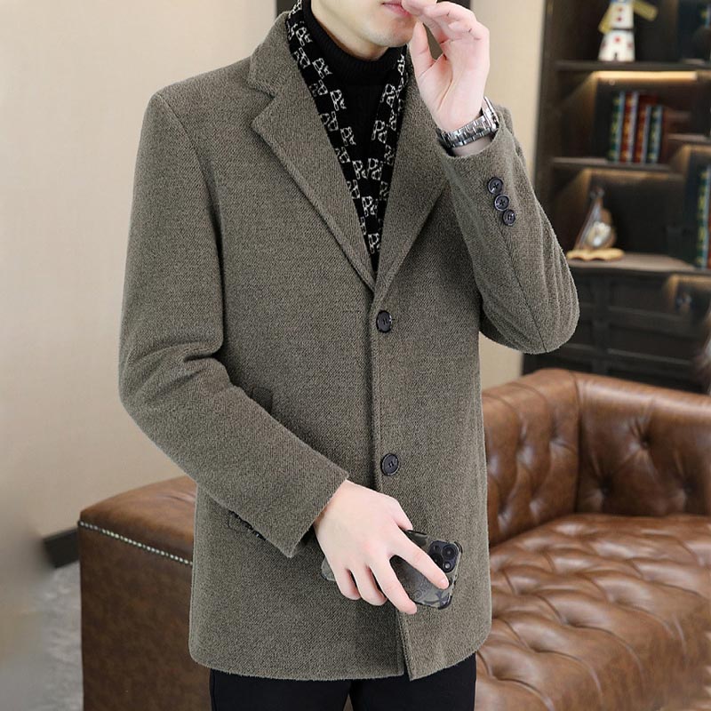Veste d'Hiver Stylée en Tweed pour Hommes avec Col à Revers et Encoche et Doublure en Duvet de Canard Blanc - Image 3