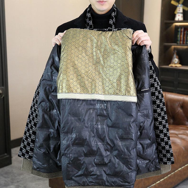 Veste d'Hiver Stylée en Tweed pour Hommes avec Col à Revers et Encoche et Doublure en Duvet de Canard Blanc - Image 7