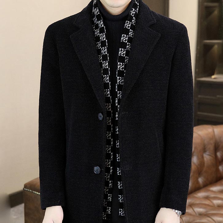Veste d'Hiver Stylée en Tweed pour Hommes avec Col à Revers et Encoche et Doublure en Duvet de Canard Blanc - Image 9