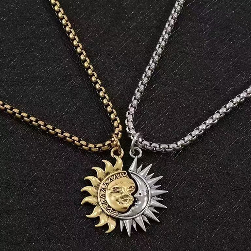 📢📢50 % de réduction !! ⏰Ensemble collier pendentif Sun & Moon Spliced