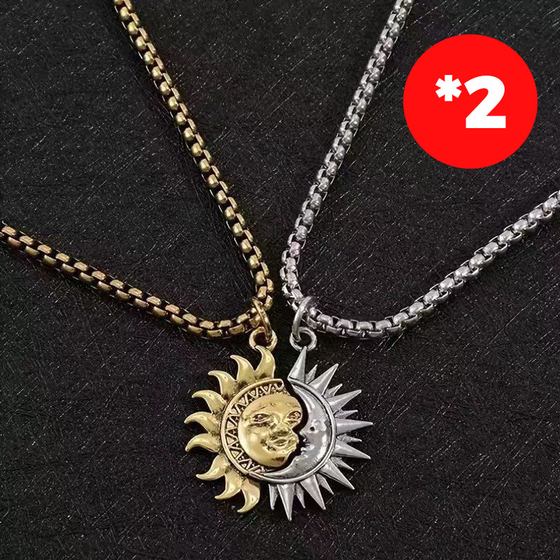 📢📢50 % de réduction !! ⏰Ensemble collier pendentif Sun & Moon Spliced - Image 10