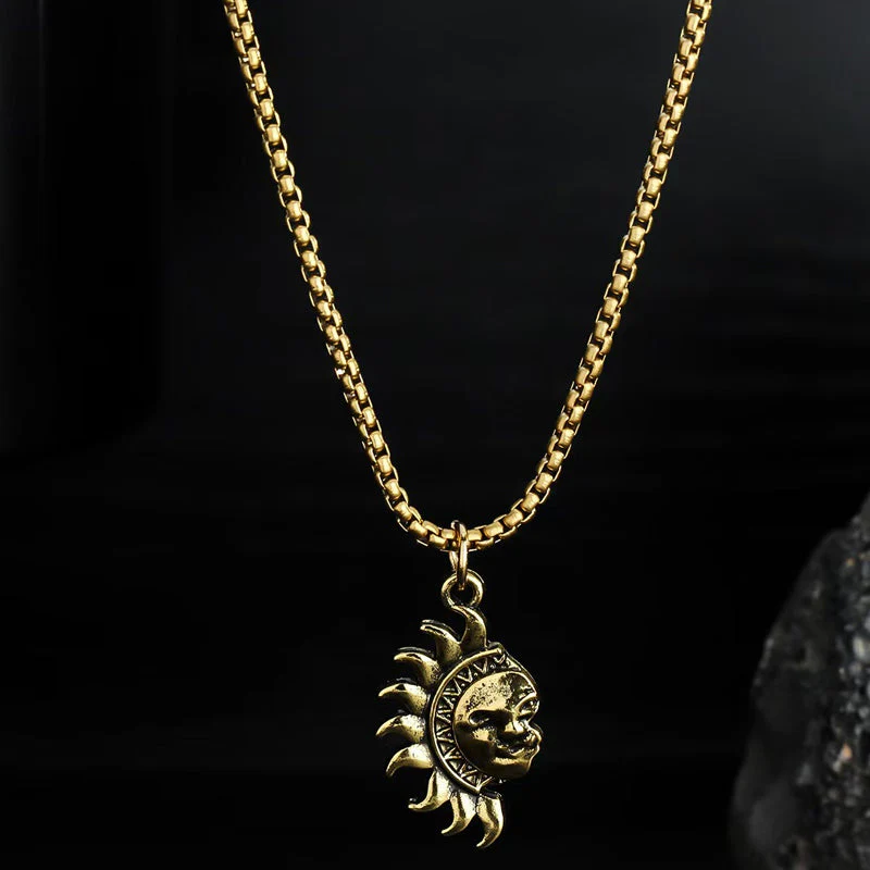 📢📢50 % de réduction !! ⏰Ensemble collier pendentif Sun & Moon Spliced - Image 5