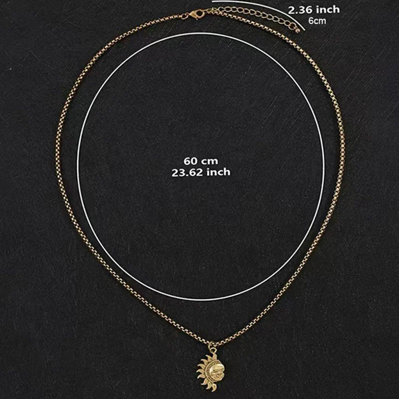 📢📢50 % de réduction !! ⏰Ensemble collier pendentif Sun & Moon Spliced - Image 8