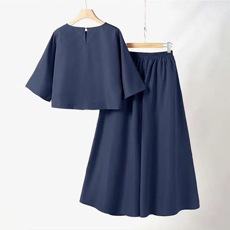 📢55% de réduction👗Ensemble 2 pièces décontracté pour femme, t-shirt à col rond et manches 3/4 et pantalon ample - Image 10