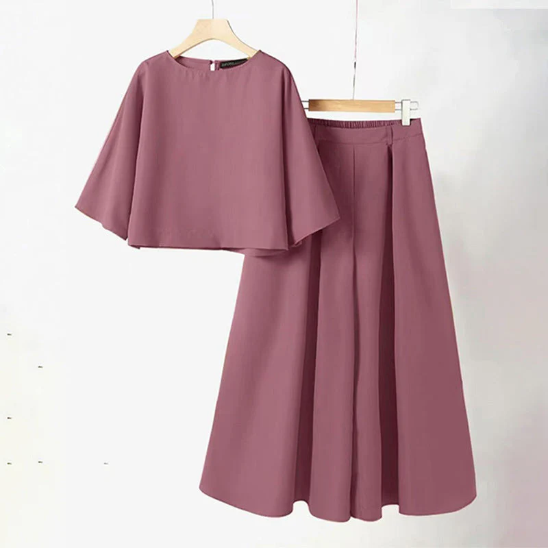📢55% de réduction👗Ensemble 2 pièces décontracté pour femme, t-shirt à col rond et manches 3/4 et pantalon ample - Image 11