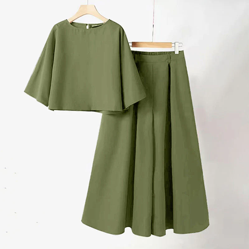 📢55% de réduction👗Ensemble 2 pièces décontracté pour femme, t-shirt à col rond et manches 3/4 et pantalon ample - Image 6