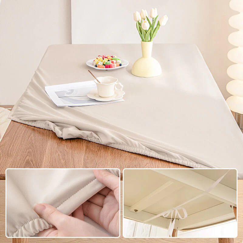 Minimalist Style Waterproof & Oil-proof All-inclusive PU Leather Elastic Tablecloth - Image 3