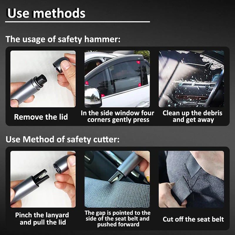 🔨🚗Marteau de Sécurité Amélioré pour Voiture (Outil d'évasion) - Image 6