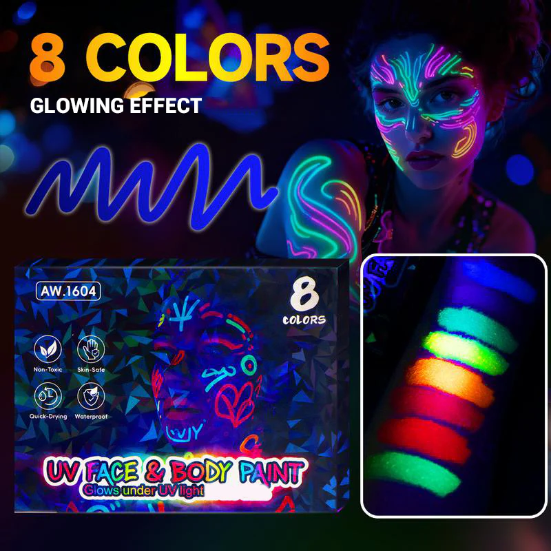 📢📢60 % de réduction !!! 🎅Ensemble de marqueurs UV lumineux pour le visage et le corps