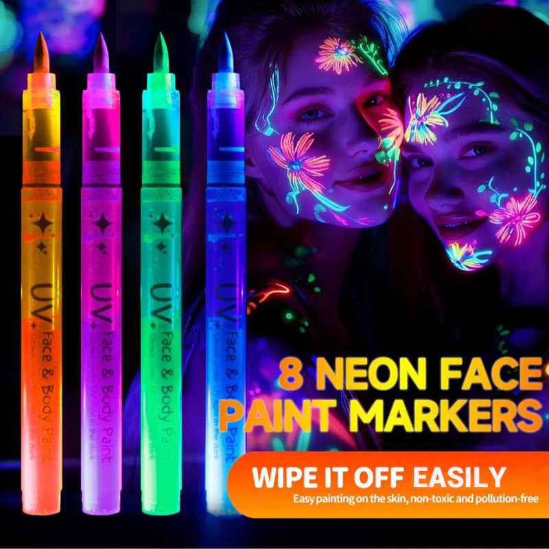 📢📢60 % de réduction !!! 🎅Ensemble de marqueurs UV lumineux pour le visage et le corps - Image 2