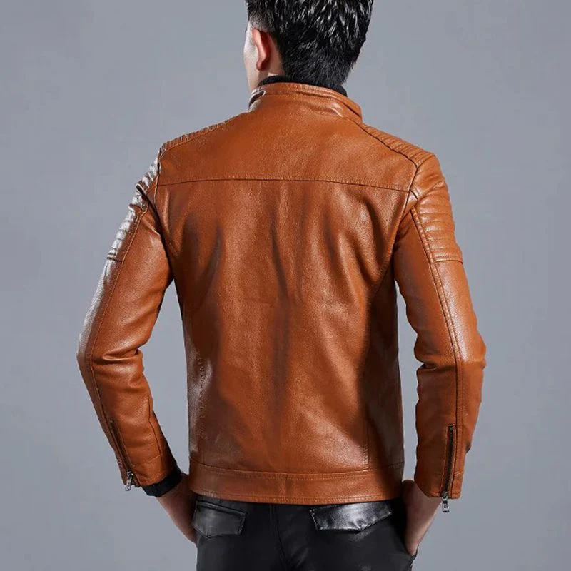📢📢62% DE RÉDUCTION !!!✨Veste de motard en cuir à col montant pour hommes (livraison gratuite) - Image 7
