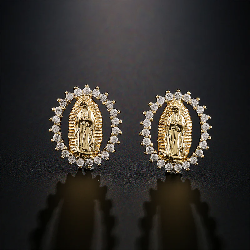 📢📢50 % de réduction !!! 🎅Boucles d'oreilles étincelantes Vierge Marie pour la foi et la mode - Image 4