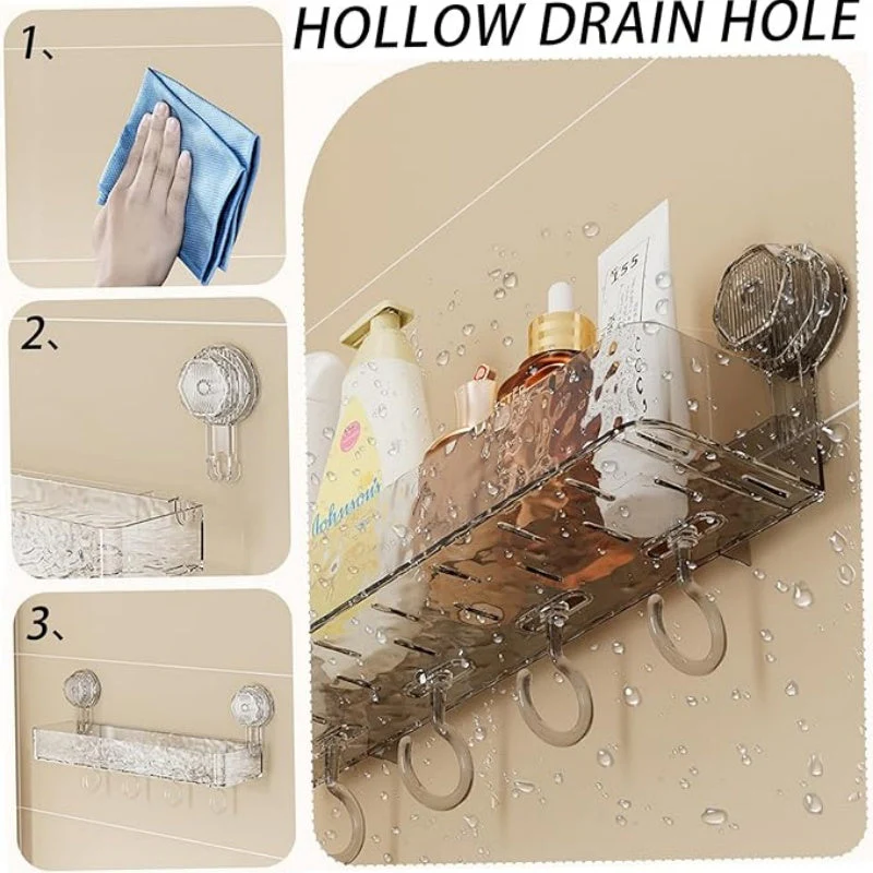 🏡 Vente chaude 50% de réduction 🔥 Étagère à coupe d'aspiration amovible montée sur mur avec crochets - Image 5