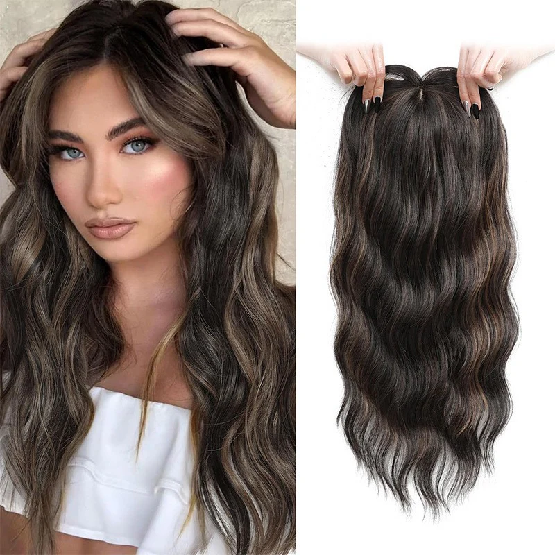 🌸50% de réduction pour une durée limitée👧 Wavy Clip-In Hair Topper avec Bangs pour l'amincissement des cheveux - Image 15