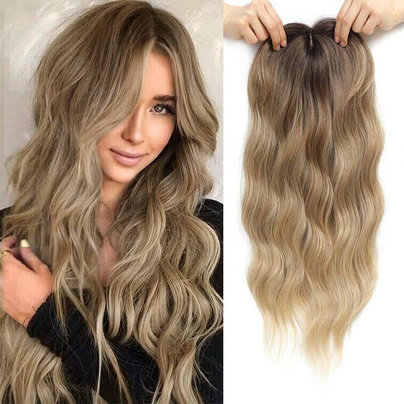 🌸50% de réduction pour une durée limitée👧 Wavy Clip-In Hair Topper avec Bangs pour l'amincissement des cheveux - Image 19